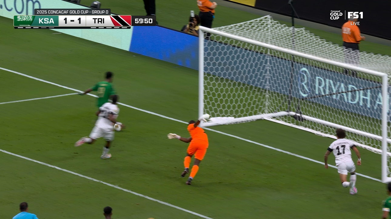 Saudi Arabia's Feras Al Brikan scores equalizer off rebound vs. Trinidad and Tobago