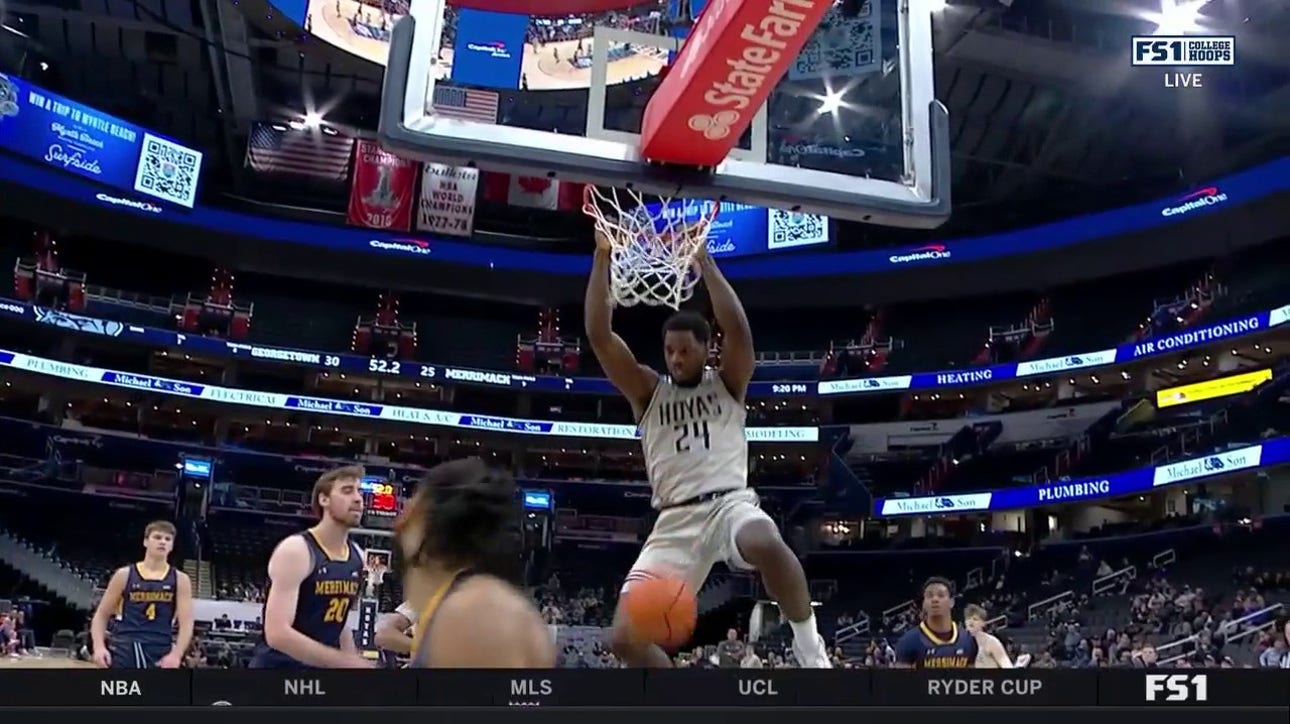 Supreme Cook throws down a dunk to extend Georgetown's lead vs. Merrimack