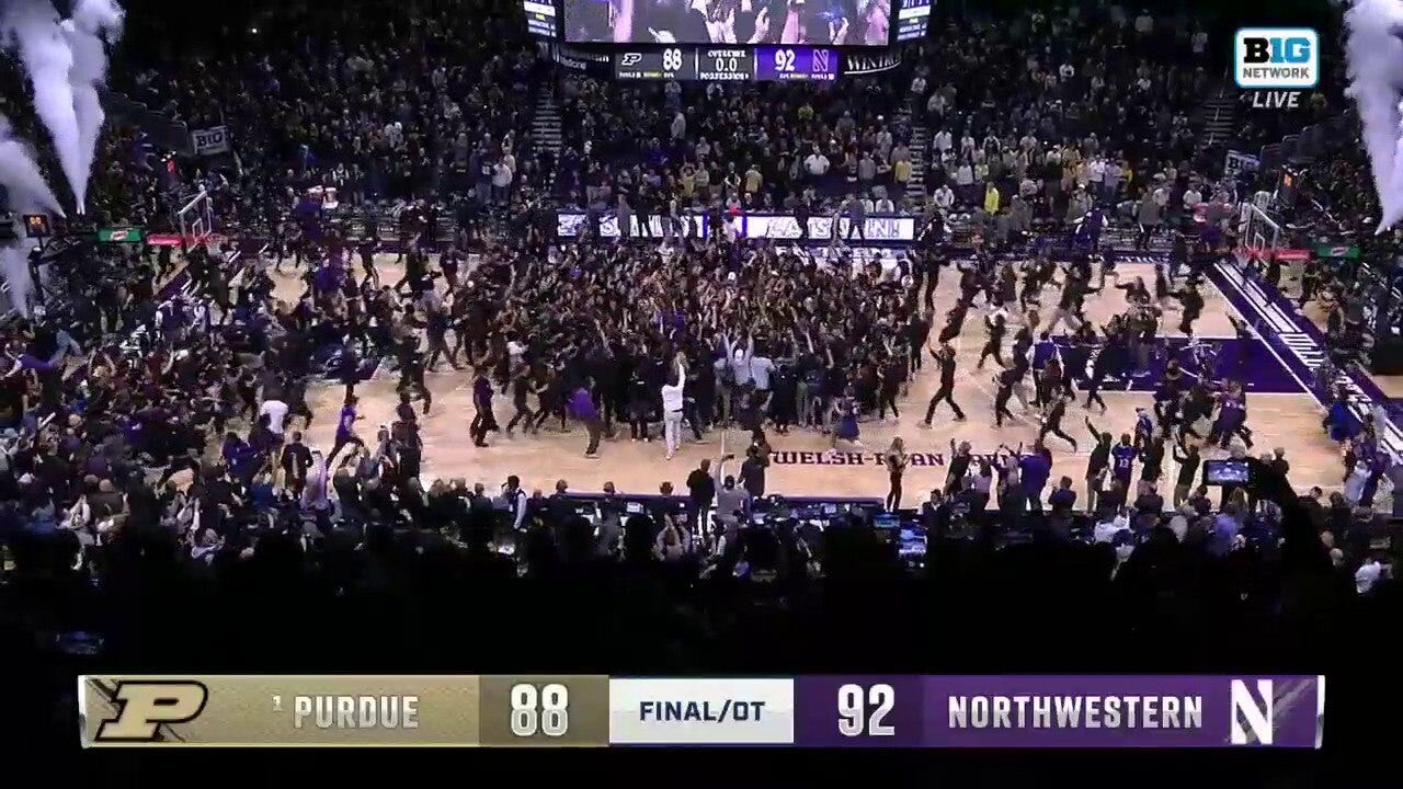 Blake Preston comes away with a crucial steal as Northwestern upsets No. 1 Purdue 92-88