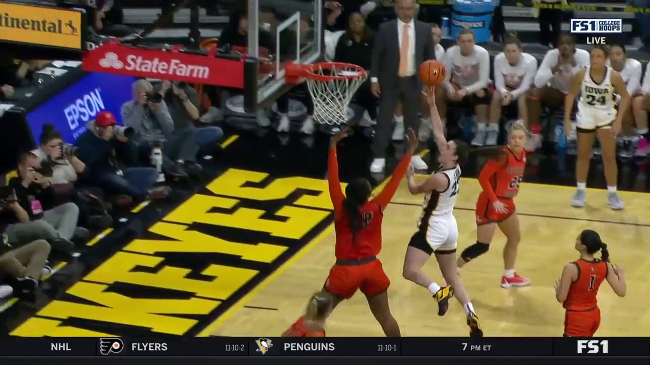 Caitlin Clark finishes through the contact for an and-1 to extend Iowa's lead over Bowling Green