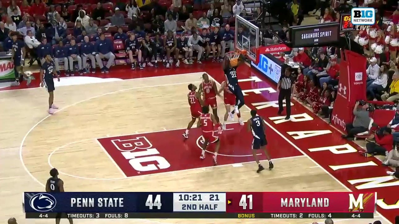 Qudus Wahab throws down another dunk, extending Penn State's lead vs. Maryland