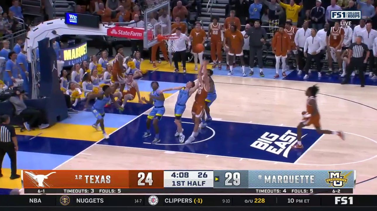 Chendall Weaver's chasedown block leads to a Texas basket in a wild sequence