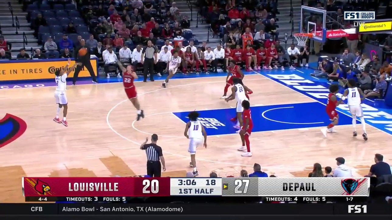 Chico Carter Jr. buries a deep 3-pointer to extend DePaul's lead over Louisville
