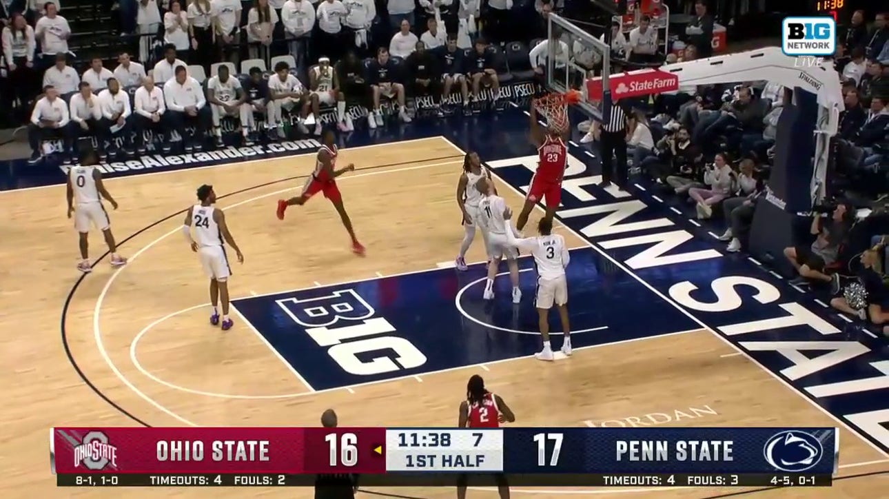 Zed Key throws down a MONSTER dunk to give Ohio State the lead vs. Penn State