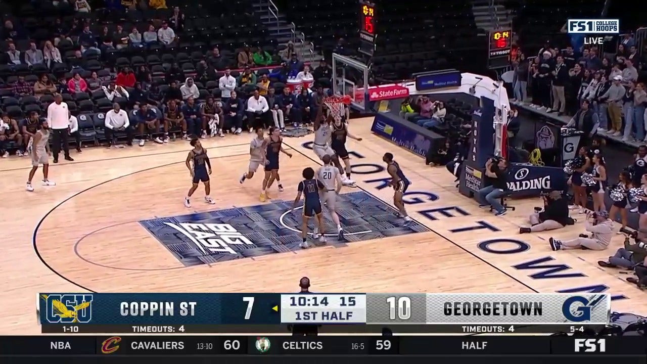 Supreme Cook throws down a vicious dunk, extending Georgetown's lead vs.  Coppin St.