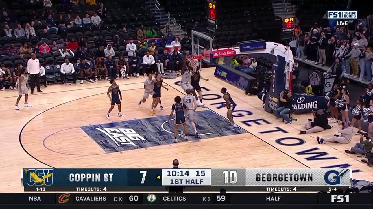 Supreme Cook throws down a vicious dunk, extending Georgetown's lead vs. Coppin St.
