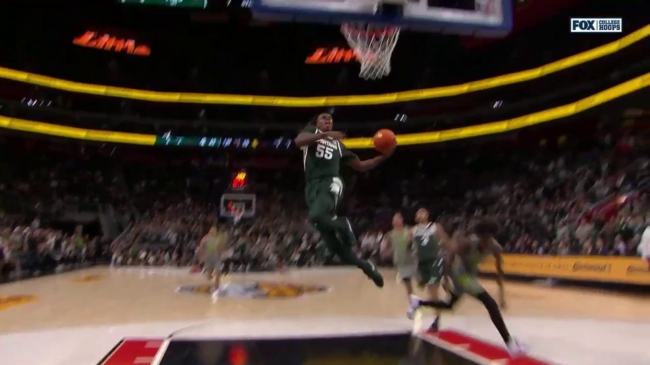 Coen Carr pulls off a WINDMILL jam as Michigan State extend lead over Baylor