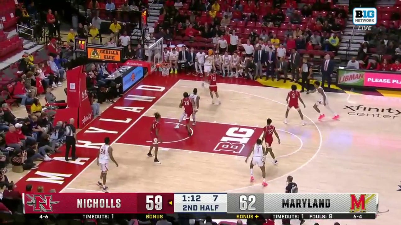 Jahari Long buries a clutch 3-pointer in Maryland's 73-67 win vs. Nicholls State