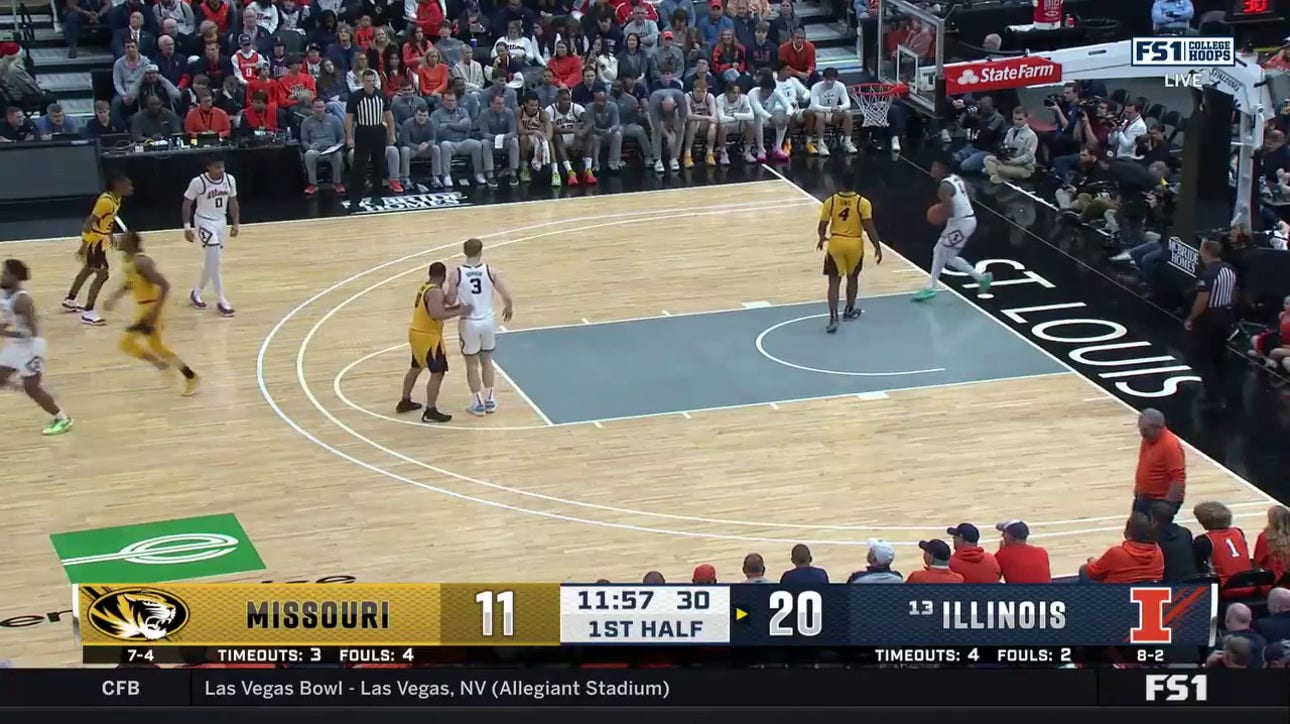 Missouri's Noah Carter finds Aidan Shaw on a high-flying alley-oop jam vs. Illinois