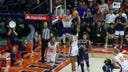 Illinois' Quincy Guerrier delivers the putback jam against FDU