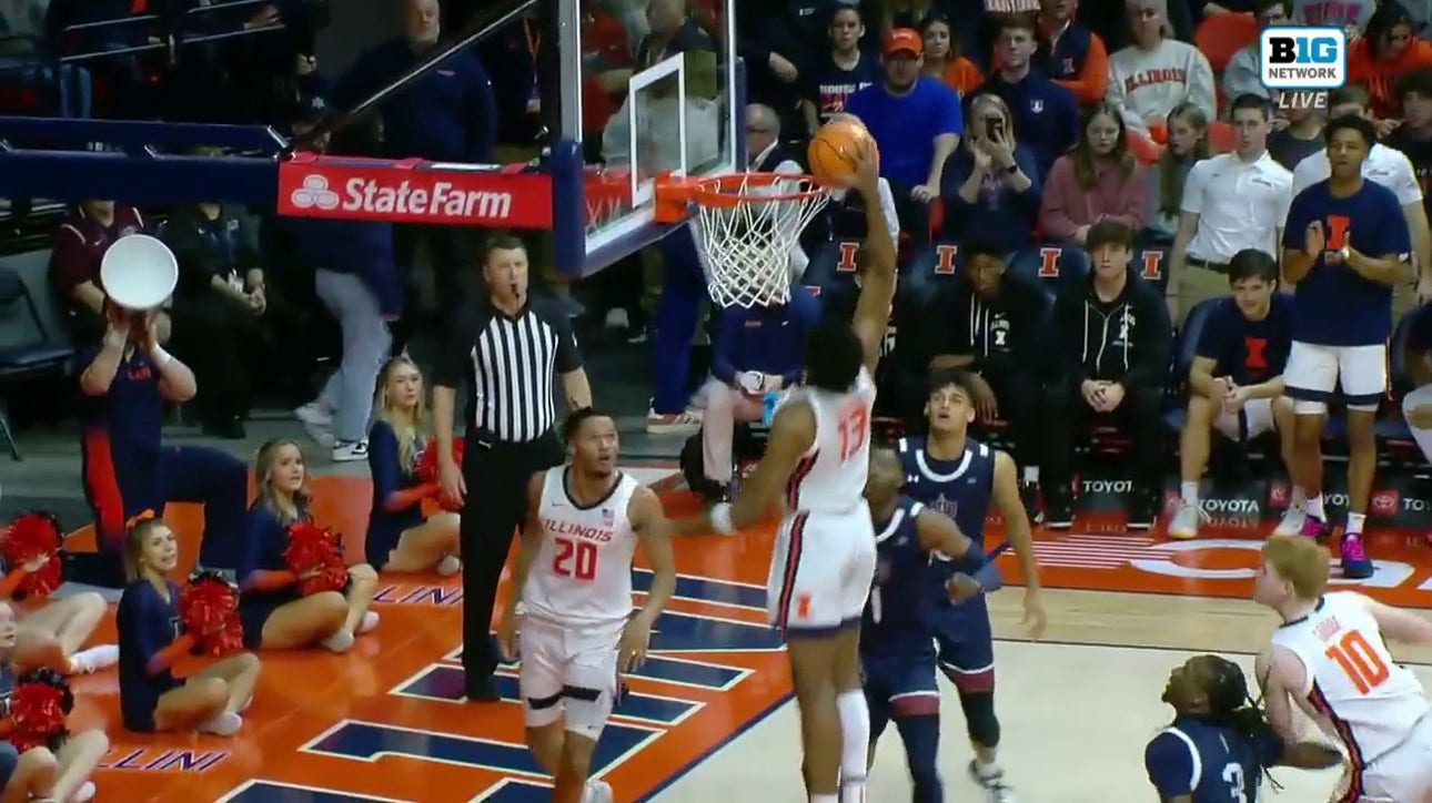 Illinois' Quincy Guerrier delivers the putback jam against FDU