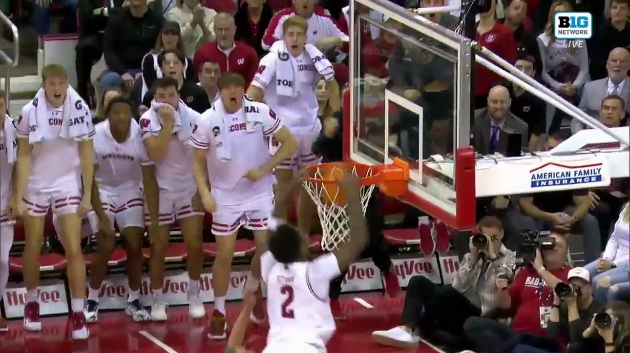 Chucky Hepburn finds AJ Storr with a sick alley-oop pass off the glass to extend Wisconsin's lead vs. Iowa