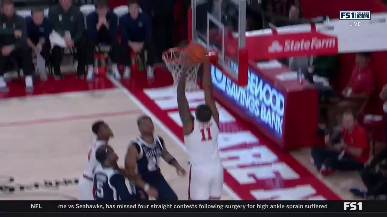 Joel Soriano throws down a two-handed slam to extend St. John's lead over Butler going into the half