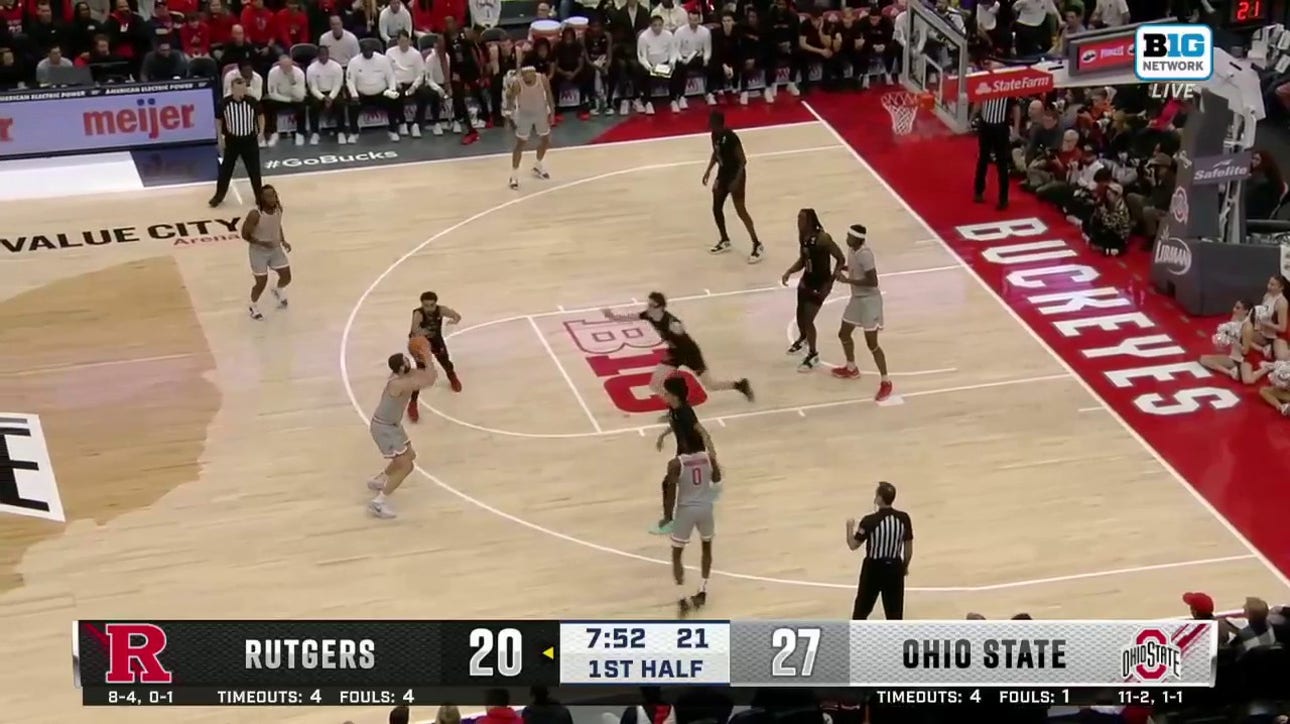 Jamison Battle drills his fourth 3-pointer of the half to extend Ohio State's lead over Rutgers