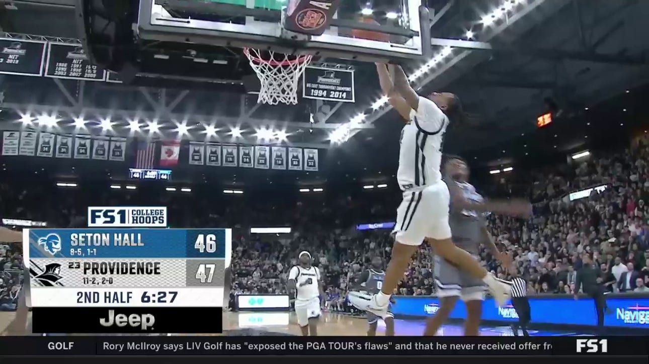 Corey Floyd intercepts pass then finishes an alley-oop in transition to help Providence take lead over Seton Hall