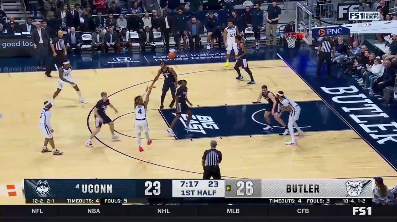 Butler's DJ Davis makes a stepback jumper to extend the lead over UConn