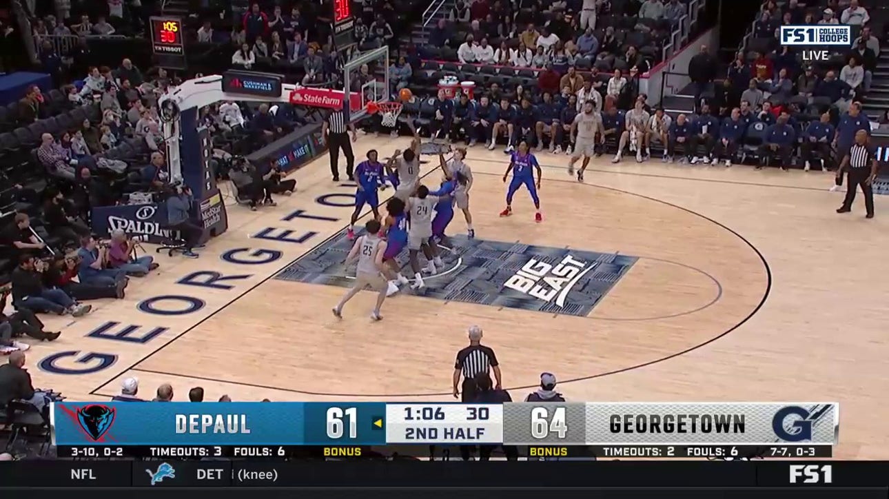Dontrez Styles tips in the miss to secure Georgetown's 68-65 win over DePaul