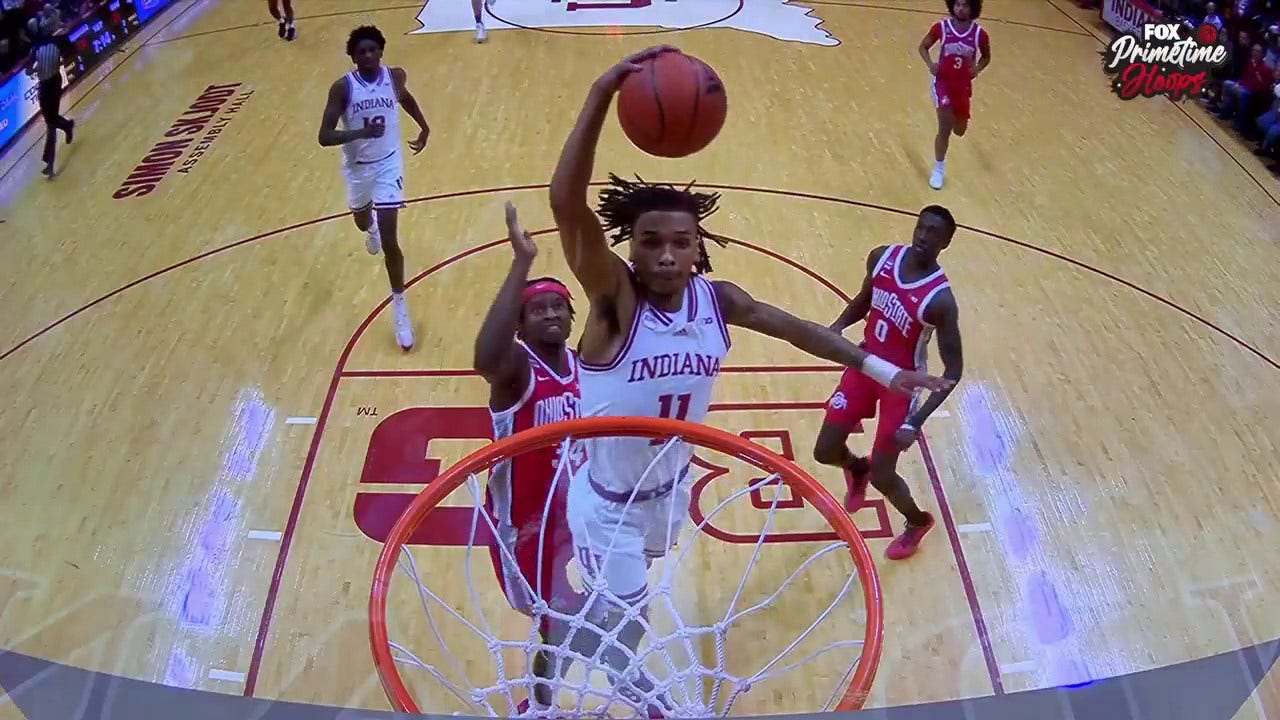 Indiana's CJ Gunn throws down an EMPHATIC fast break jam to trim deficit vs. Ohio State