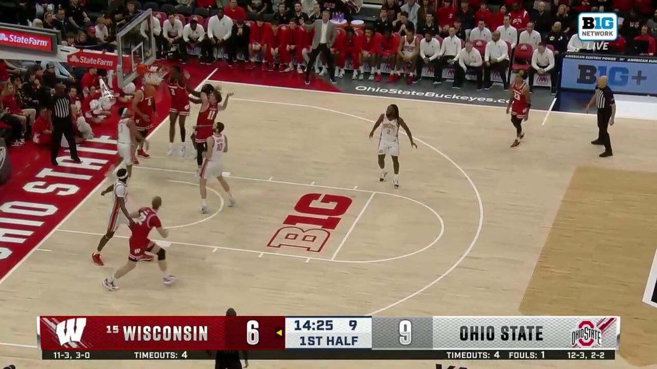 AJ Storr throws down an alley-oop dunk, helping Wisconsin trim the deficit vs. Ohio State