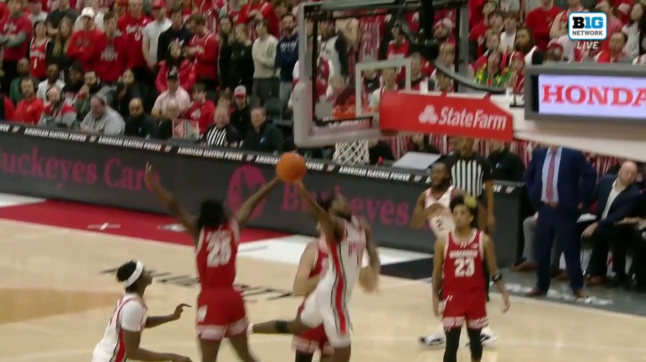 Evan Mahaffey hits a laup and a foul to extend Ohio State's lead vs. Wisconsin