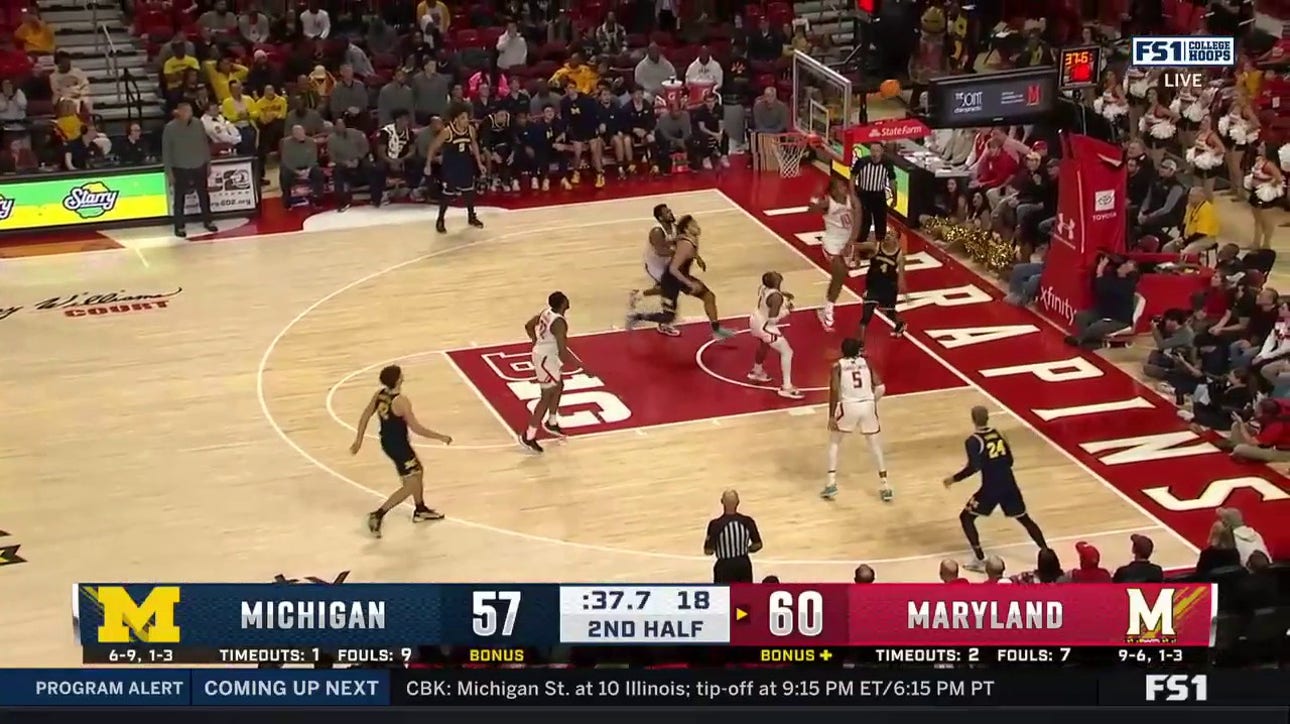 Julian Reese soars for a game-sealing swat in Maryland's 64-57 victory over Michigan