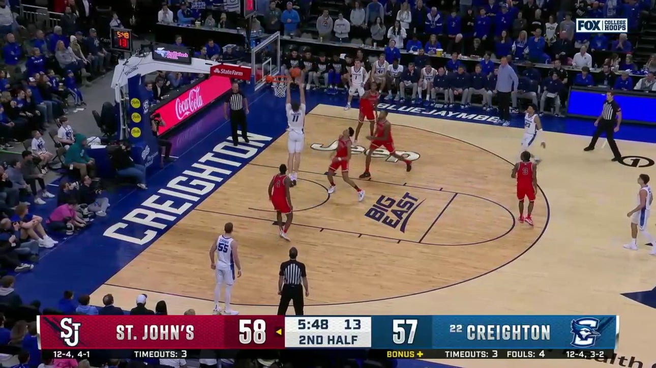 Creighton's Ryan Kalkbrenner gets up and throws down a NASTY alley-oop jam vs. St. John's