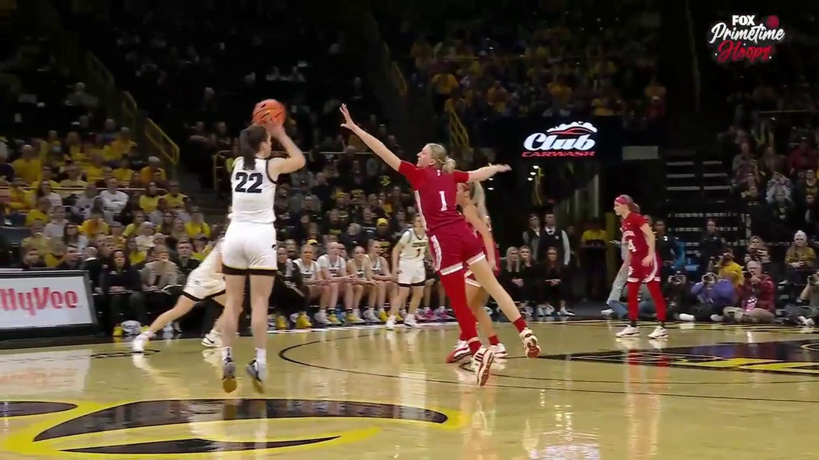 Caitlin Clark splashes a 3-pointer from the LOGO as Iowa extends lead over Indiana 