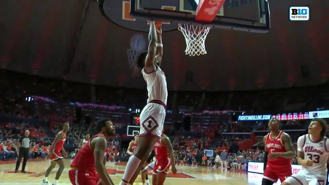 Illinois' Quincy Guerrier throws down strong two-handed slam against Maryland