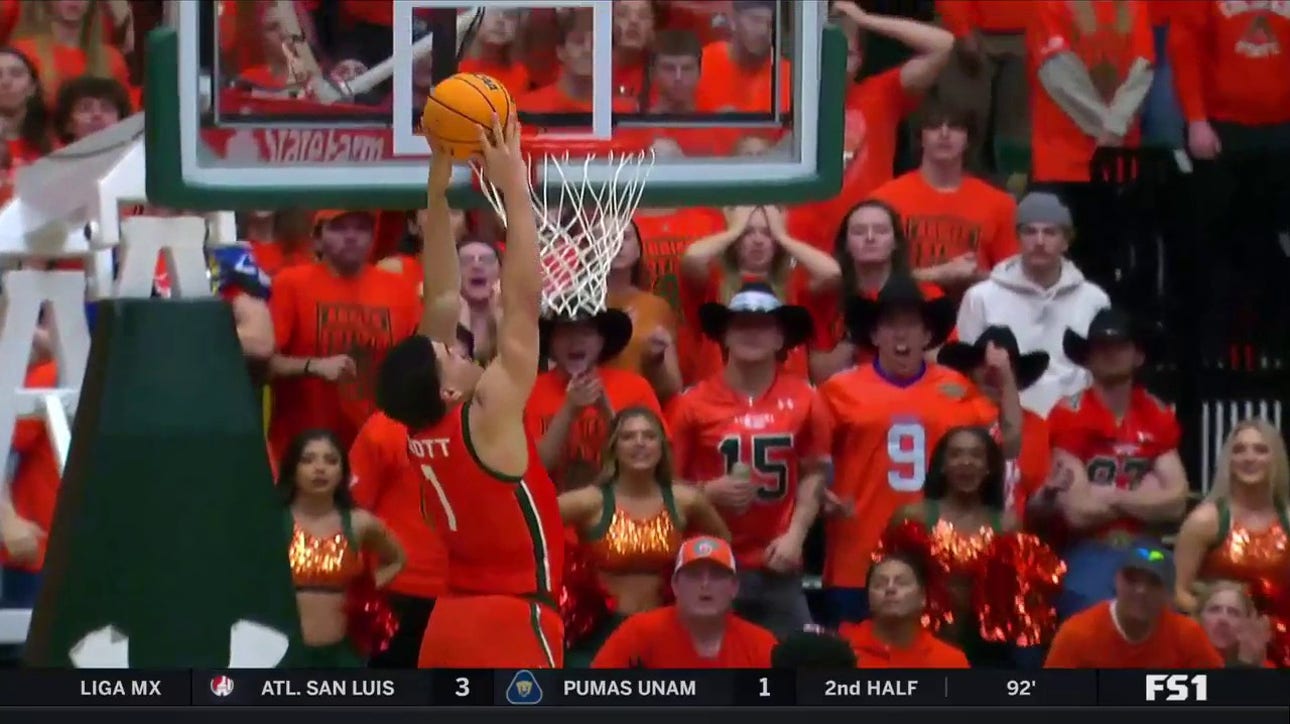 Colorado State's Joel Scott makes the two-handed dunk to close the gap with UNLV