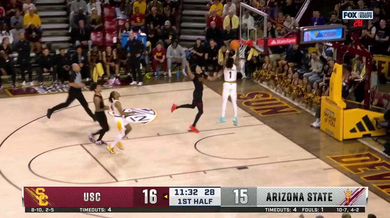 Frankie Collins gets the steal and throws down a MONSTER dunk to give Arizona State a lead over USC