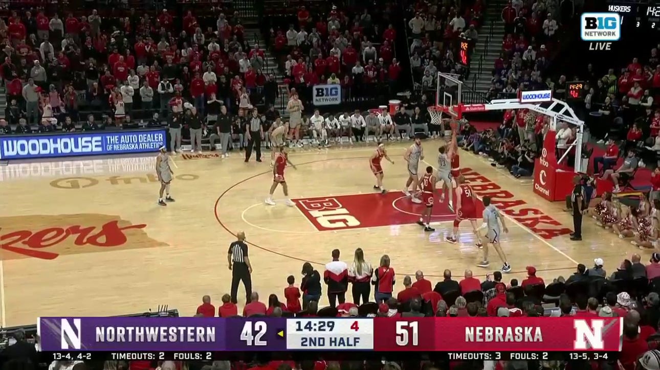 Northwestern's Brooks Barnhizer hits a contested jumper to cut Nebraska's lead