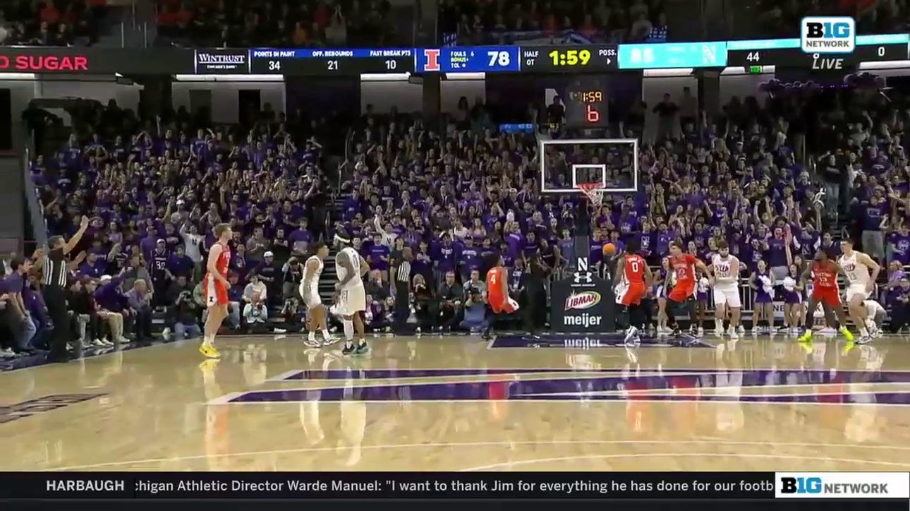 Boo Buie drills a tough a 3-pointer to help secure Northwestern's 96-91 upset win over No. 10 Illinois