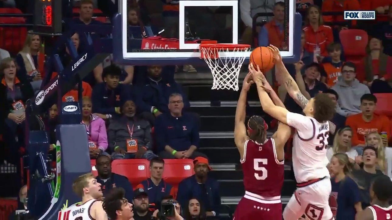 Coleman Hawkins crashes the boards for a wild and-1 putback as Illinois grabs lead vs. Indiana 