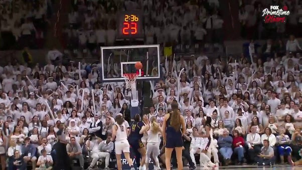 Hannah Hidalgo finishes a layup to seal Notre Dame's 82-67 win over UConn