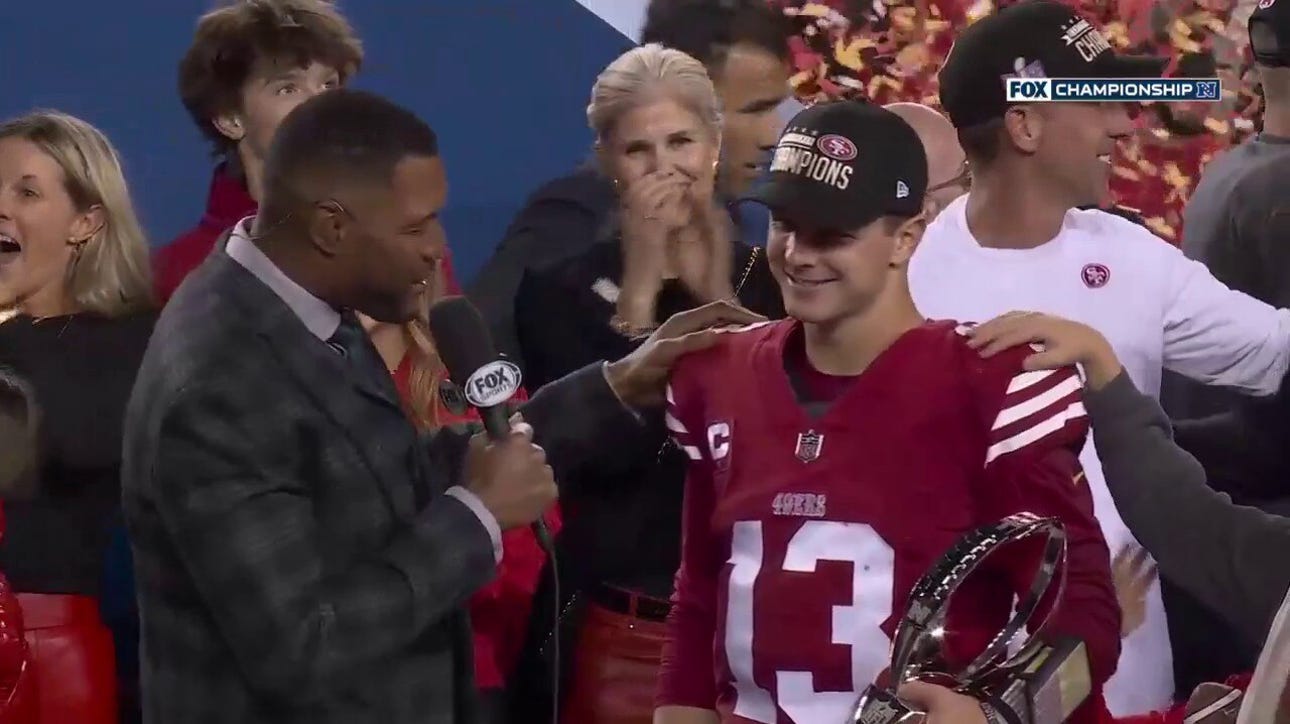 49ers postgame trophy ceremony after defeating Lions in NFC Championship game | NFL on FOX
