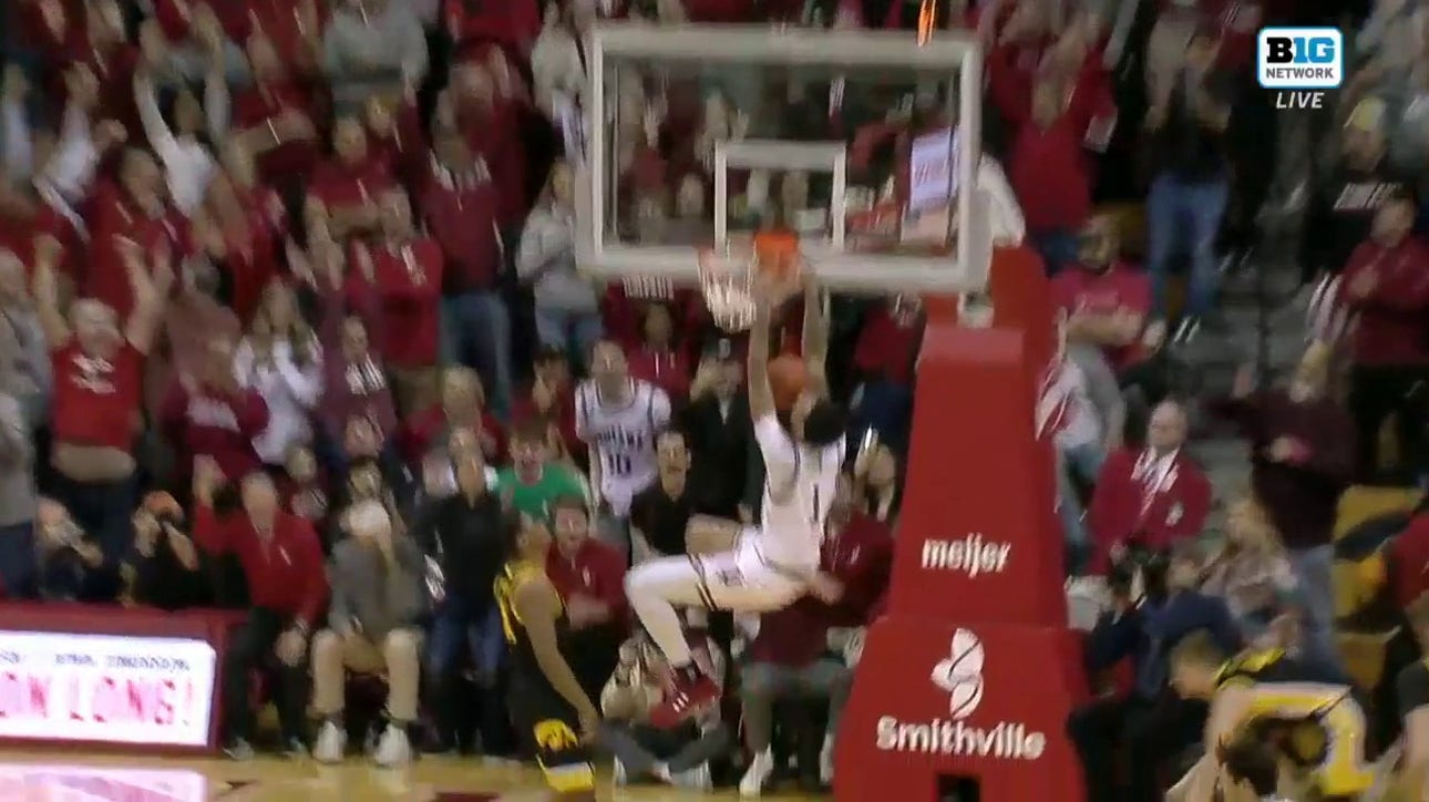 Ke'lel Ware throws down a MONSTER two-hand jam to seal Indiana's 74-68 win vs. Iowa 