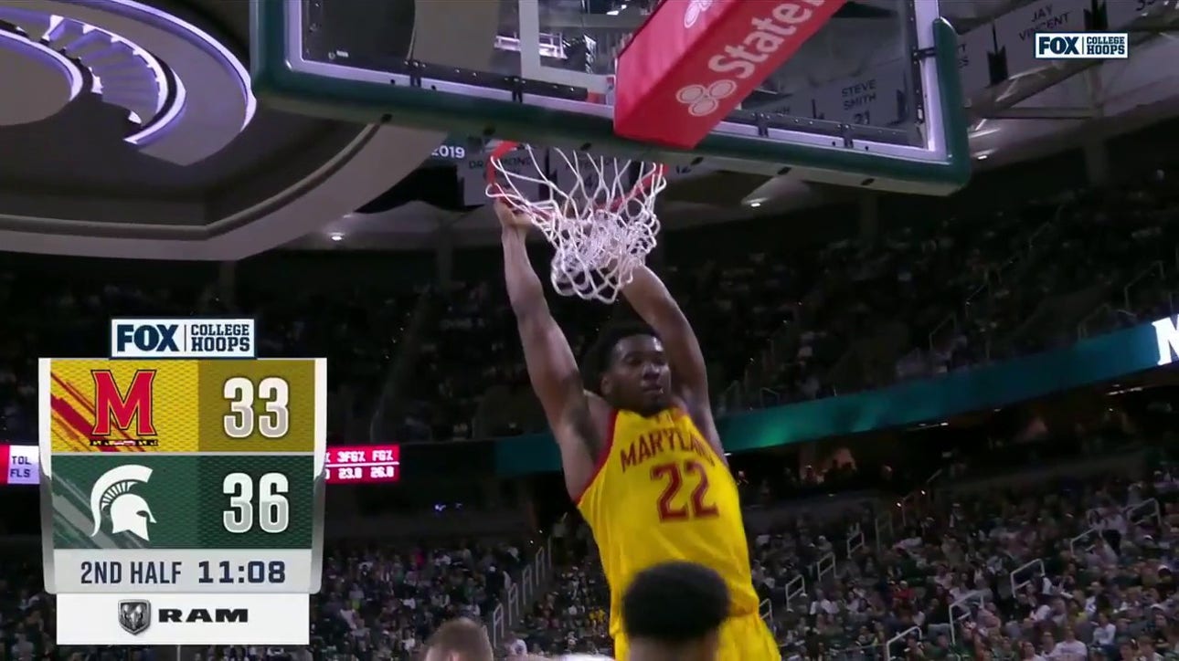 Maryland's Jahmir Young finds Jordan Geronimo for a TOUGH alley-oop vs. Michigan State