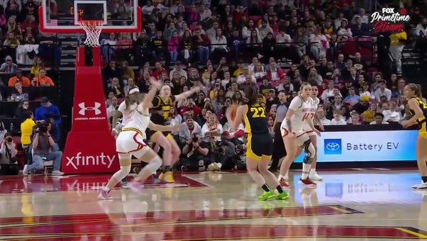 Iowa's Caitlin Clark drains two deep 3-pointers from the logo against Maryland