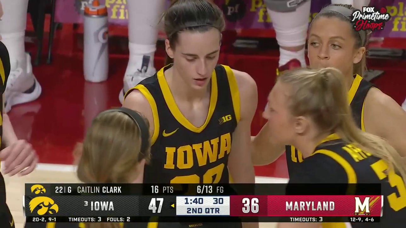 Iowa's Caitlin Clark shows off ELITE handles, finishes tough and-1 layup vs. Maryland