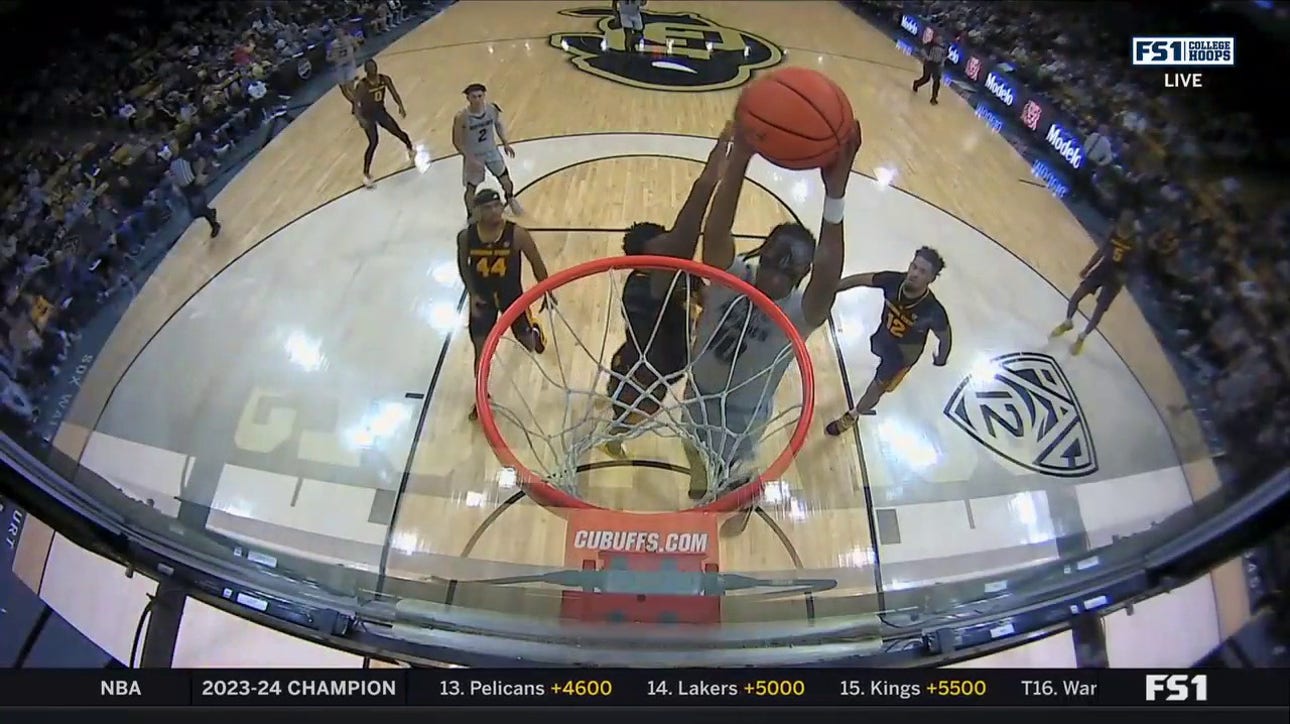 Colorado's Cody Williams finishes the two-handed jam to increase lead over Arizona State