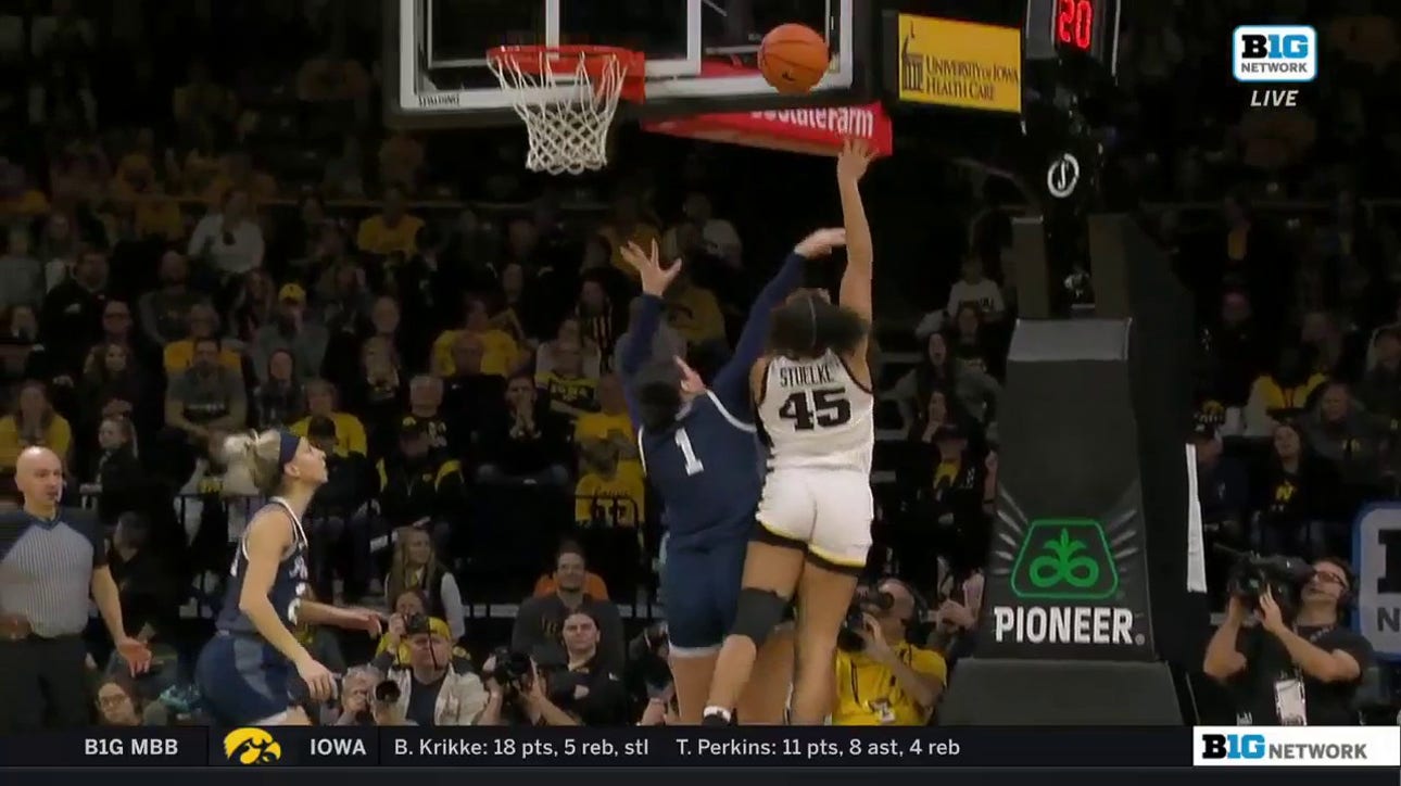Iowa's Hannah Stuelke finishes a tough and-1 to finish with 47 points, second most in Iowa history, against Penn State