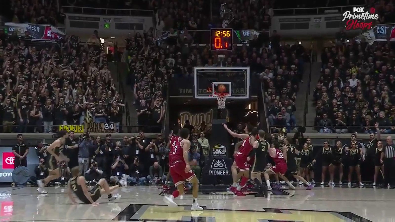 Purdue's Fletcher Loyer knocks down a 3-pointer while being fouled vs. Indiana