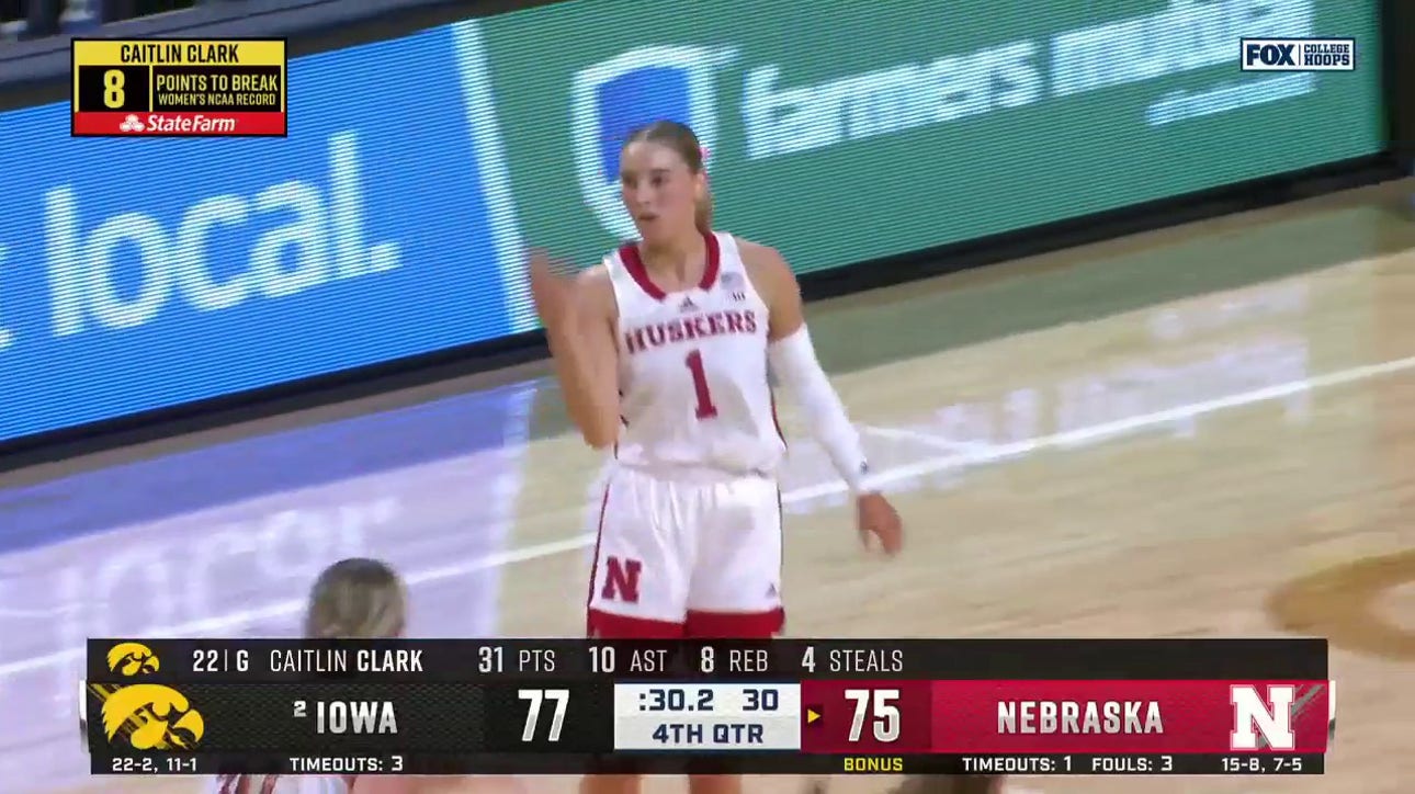 Nebraska's Jaz Shelley DRAINS the go-ahead 3-pointer vs. No. 2 Iowa
