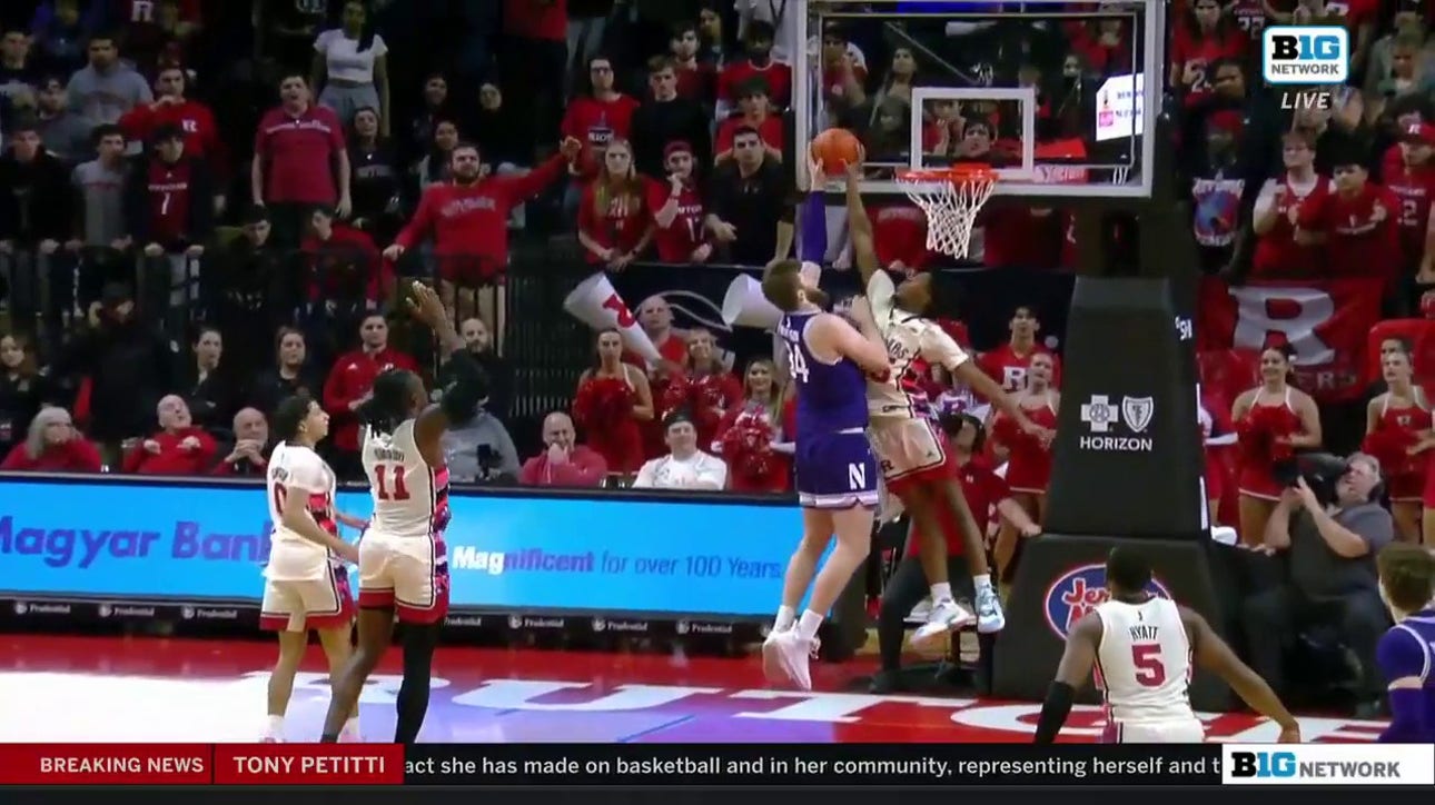 Rutgers' Jeremiah Williams with a HUGE rejection against Northwestern 