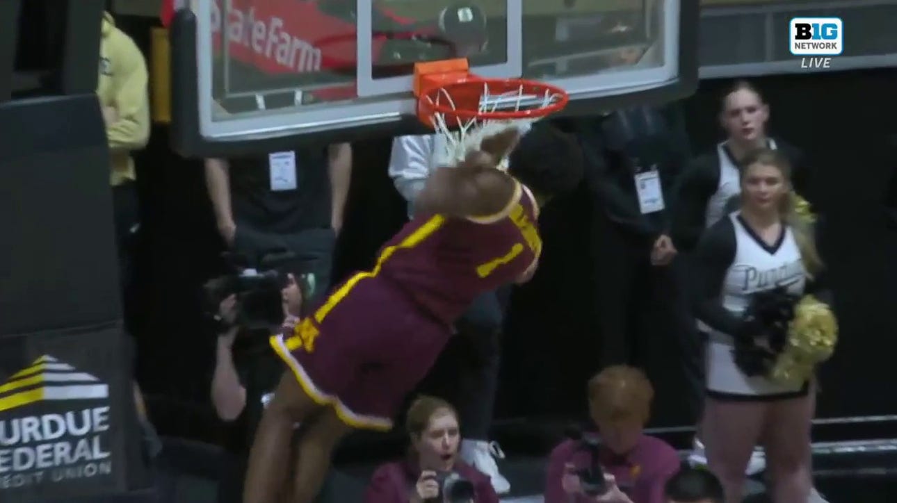 Minnesota's Joshua Ola-Joseph gets up and throws down a NASTY alley-oop jam vs. Purdue