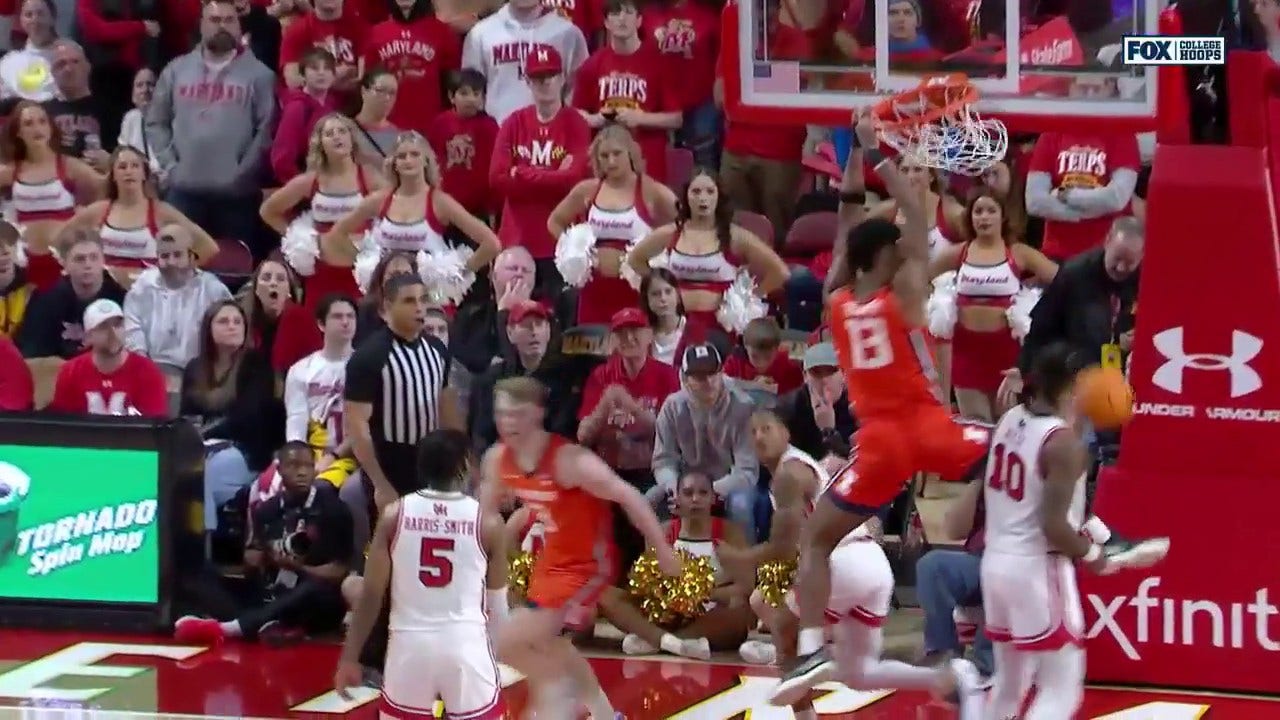 Quincy Guerrier delivers a ferocious jam to extend Illinois' lead over Maryland