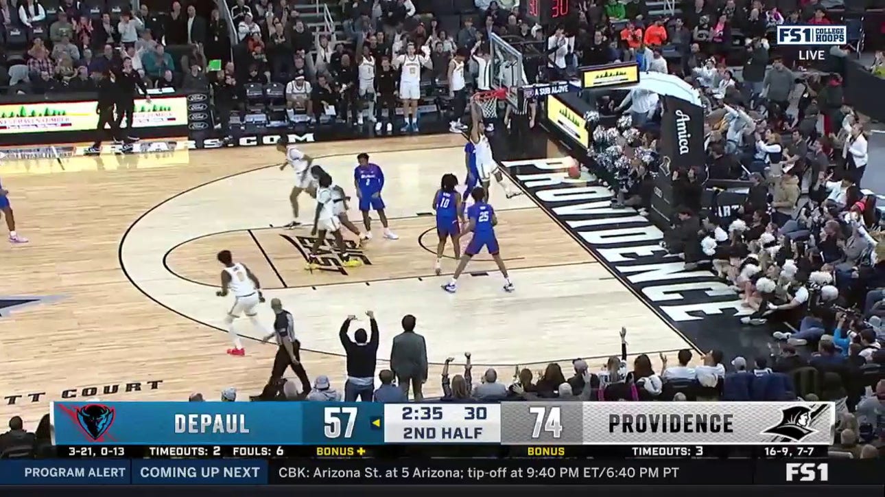 Devin Carter hammers home a dunk to put a bow on Providence's 81-70 win over DePaul