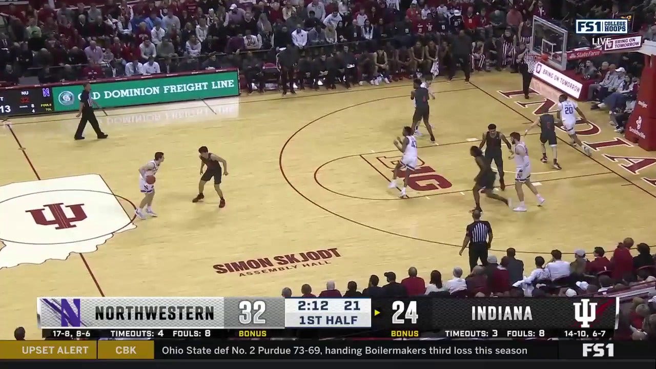 Anthony Walker throws down a thunderous dunk to cut into Northwestern's lead over Indiana