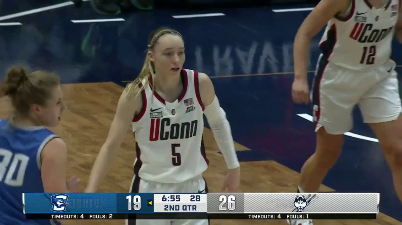UConn's Paige Bueckers sinks a 3-pointer against Creighton