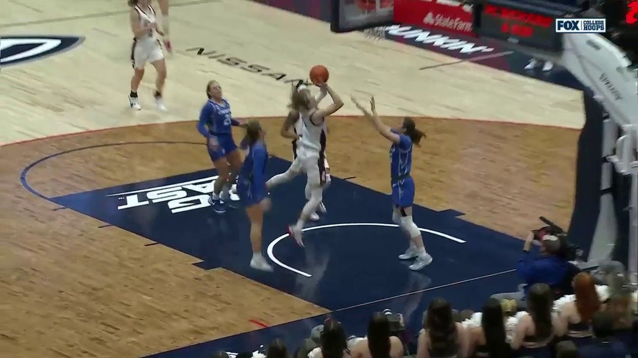 UConn's Paige Bueckers makes the steal and finishes the layup to extend the lead against Creighton